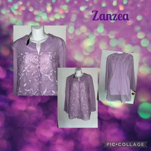 Zanzea light purple floral blouse